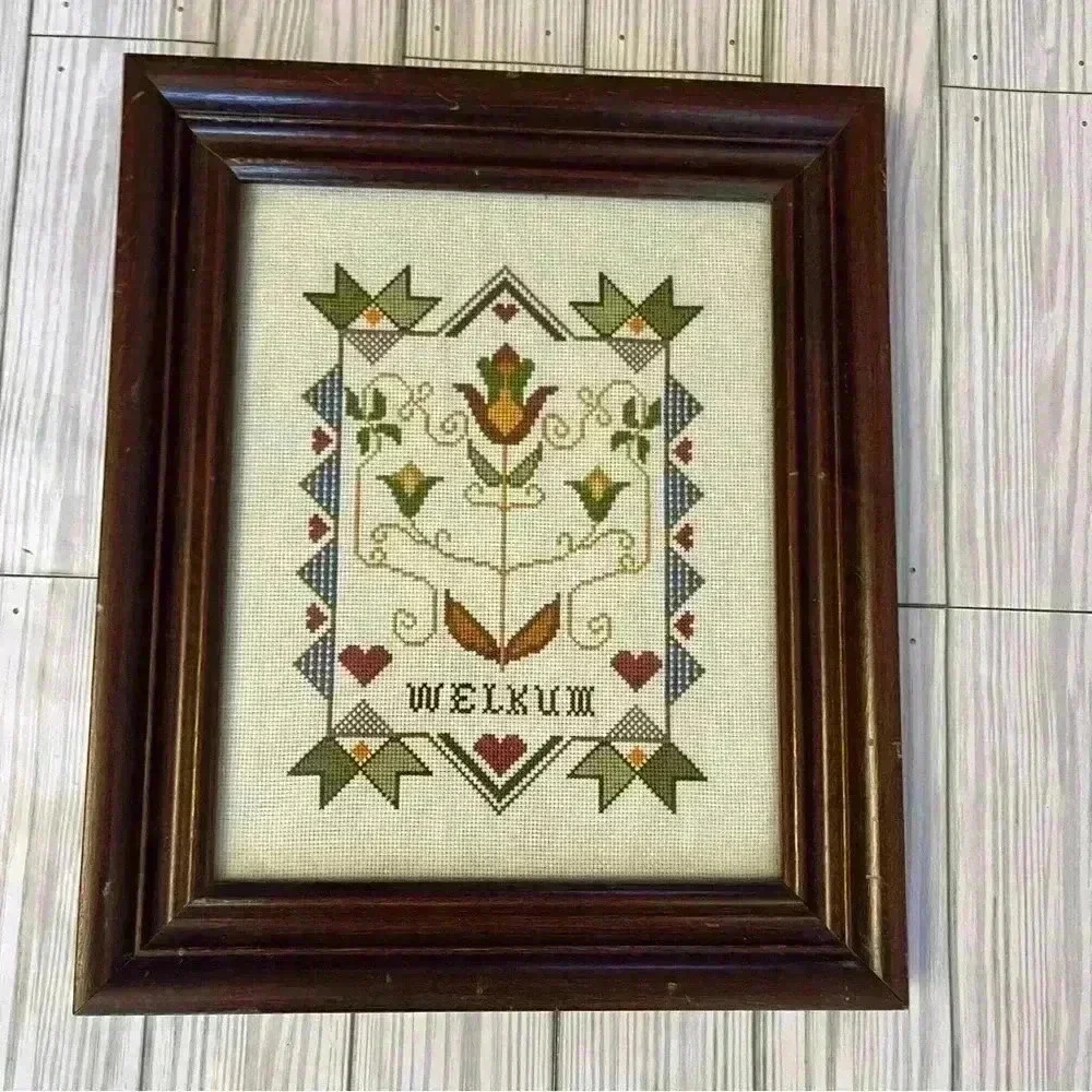 Amish Quaker Needlepoint Embroidered “Welcome”